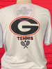 White Cooling Performance Shirt with Goddard Tennis quote and tennis rackets with ball.