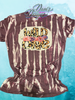 Heather Maroon bleach patterned tee with  saying Wild One with flowers.